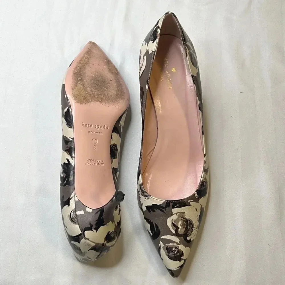 Kate Spade black floral heels size 10b